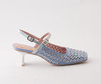 RAS SHOES SAMPLE - PEONY 8164 PALE BLUE TEXTILE HEEL