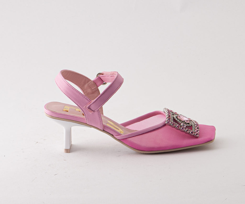 RAS SHOES SAMPLE - PEONY 8165 PINK MESH SLINGBACK