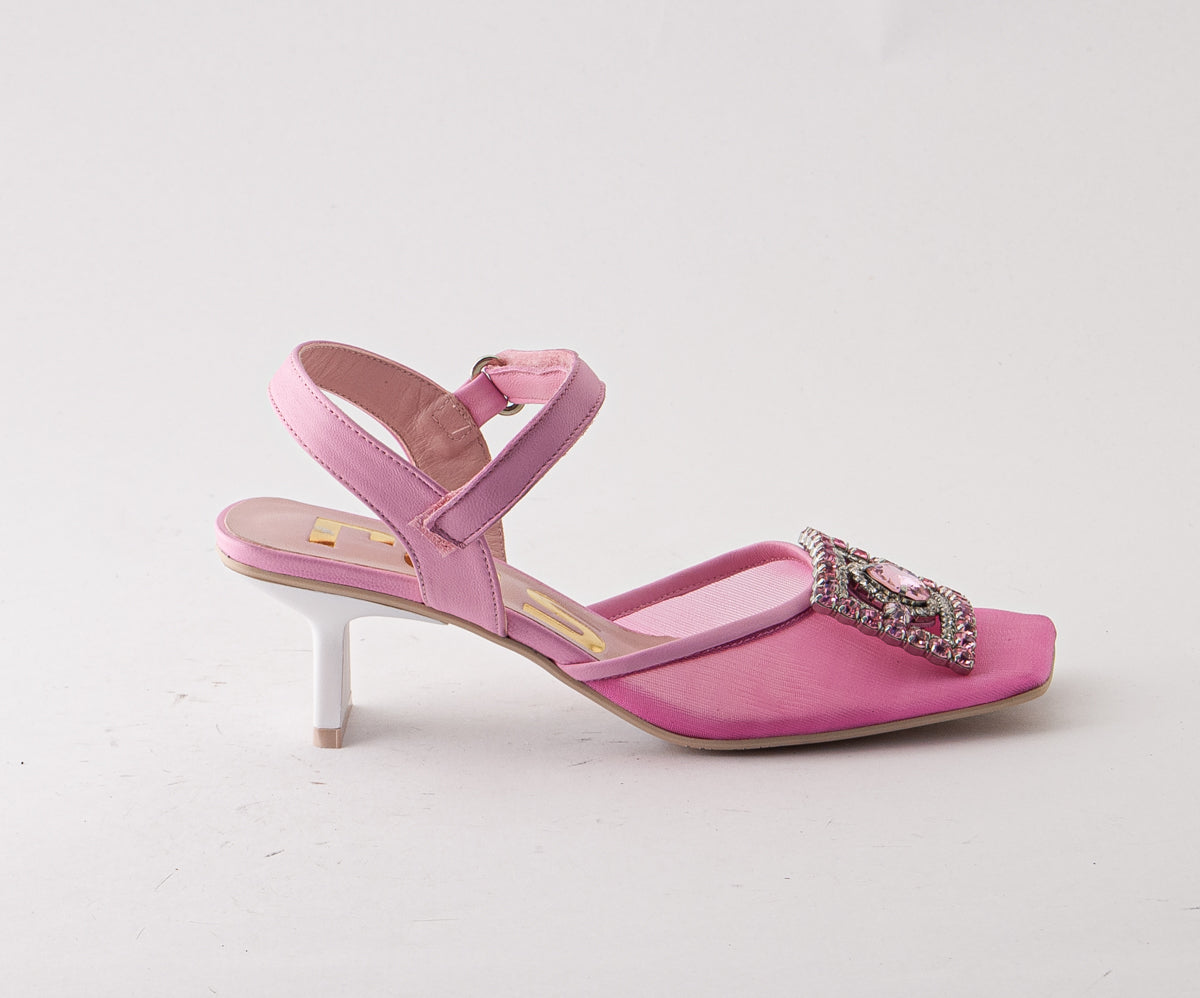 RAS SHOES SAMPLE - PEONY 8165 PINK MESH SLINGBACK