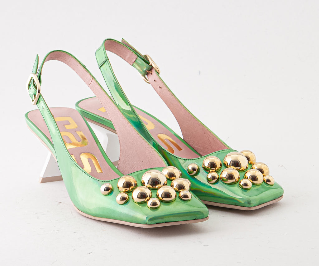 RAS SHOES SAMPLE - PEONY 8166 GREEN PATENT HEEL