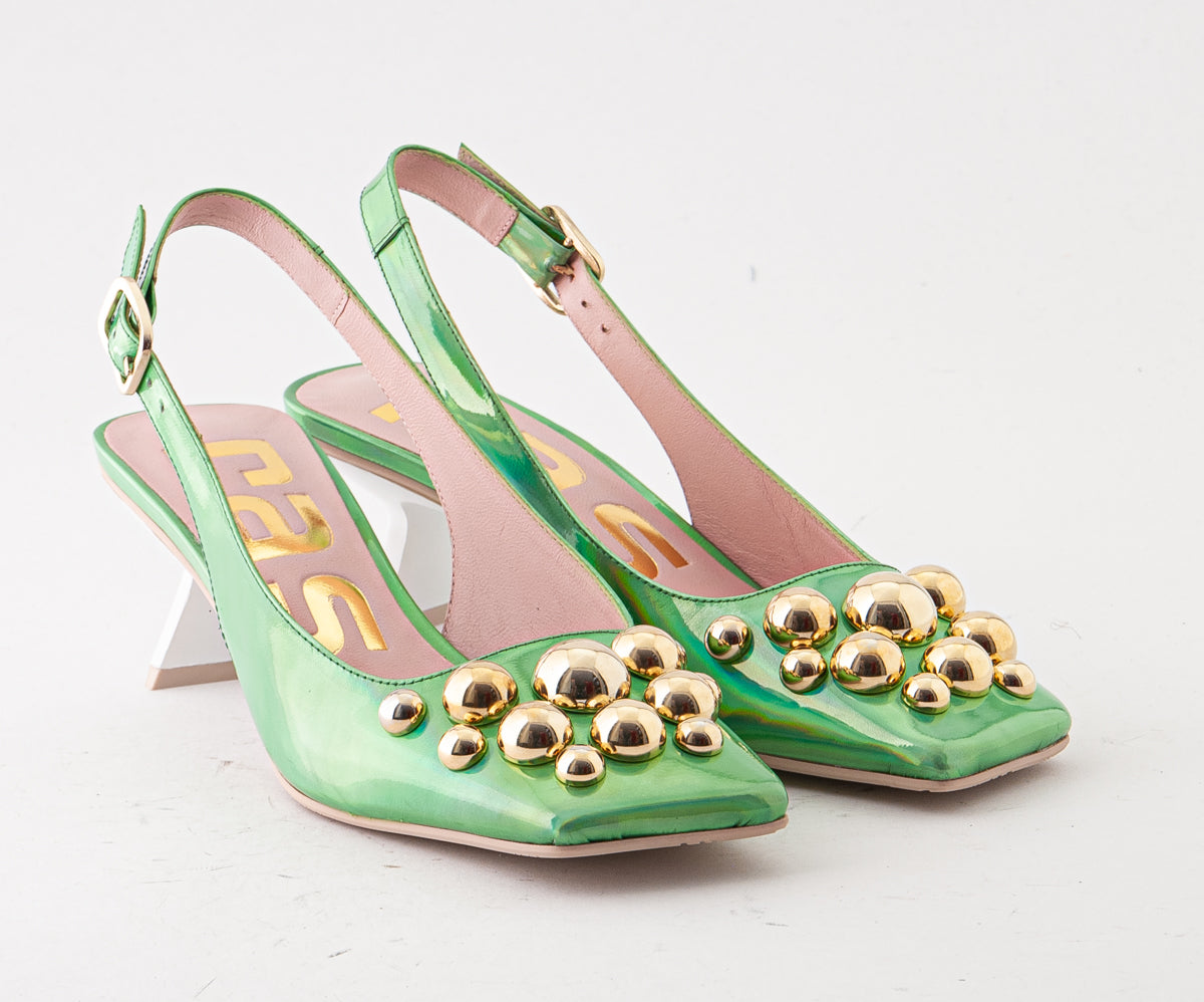 RAS SHOES SAMPLE - PEONY 8166 GREEN PATENT HEEL