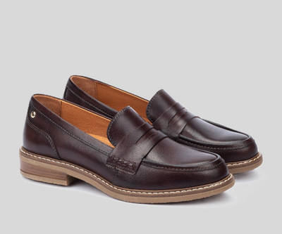 ALDAYA W8J-3541 DARK BROWN FLAT LEATHER LOAFERS