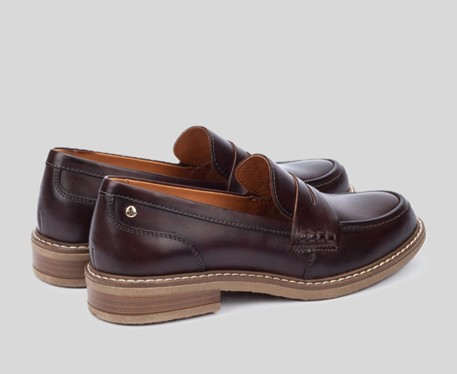 ALDAYA W8J-3541 DARK BROWN FLAT LEATHER LOAFERS