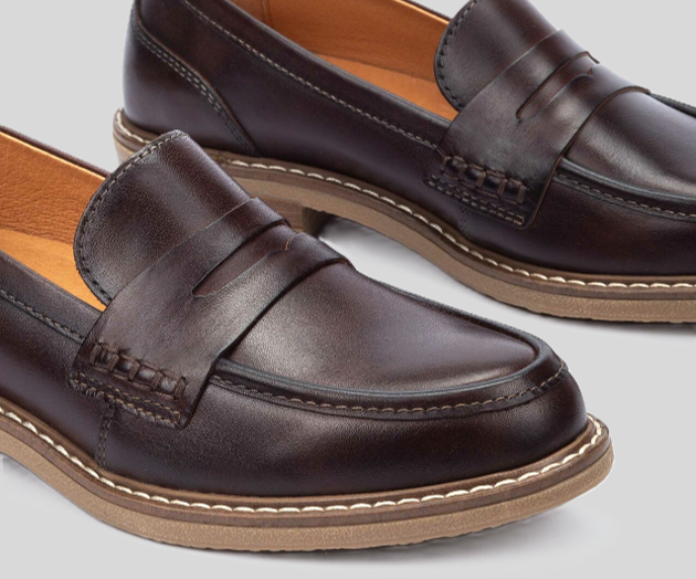 ALDAYA W8J-3541 DARK BROWN FLAT LEATHER LOAFERS