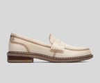 ALDAYA W8J-3541 CREAM FLAT LEATHER LOAFERS