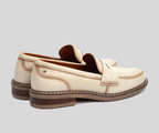 ALDAYA W8J-3541 CREAM FLAT LEATHER LOAFERS