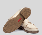 ALDAYA W8J-3541 CREAM FLAT LEATHER LOAFERS