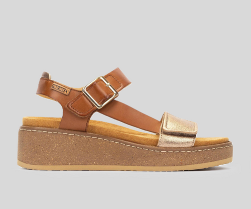 ALZIRA W9D-1527 BROWN & BRONZE LEATHER WEDGE
