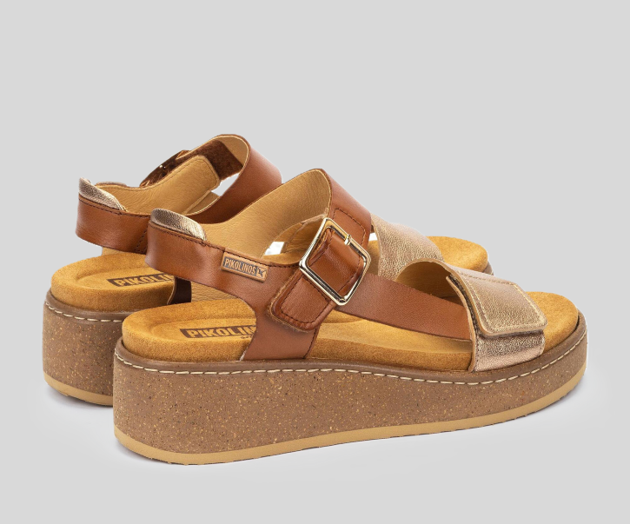 PIKOLINOS SAMPLE - ALZIRA W9D-1527 BROWN & BRONZE LEATHER WEDGE