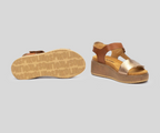 PIKOLINOS SAMPLE - ALZIRA W9D-1527 BROWN & BRONZE LEATHER WEDGE