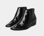 ANYSKA BLACK PATENT ANKLE BOOTS