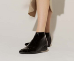 ANYSKA BLACK PATENT ANKLE BOOTS