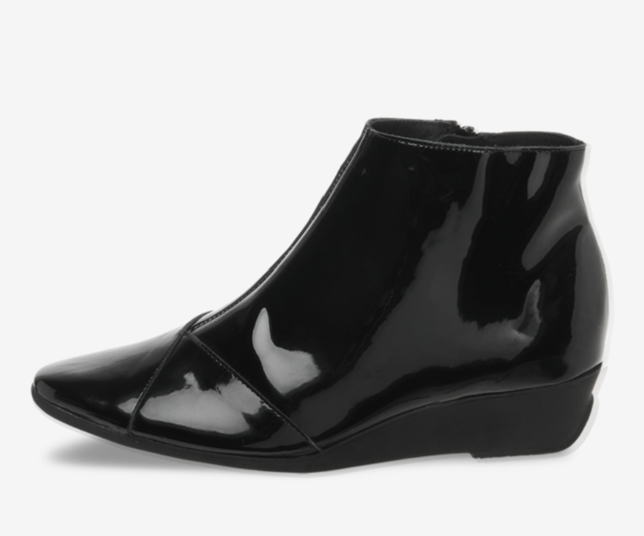 ANYSKA BLACK PATENT ANKLE BOOTS