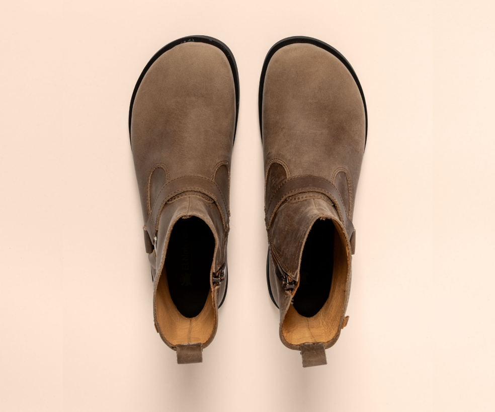 ARSENICA N5877 STONE LEATHER ANKLE BOOTS