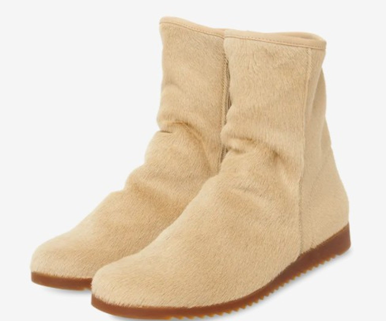 BAOTAN CREAM COWHIDE ANKLE BOOTS