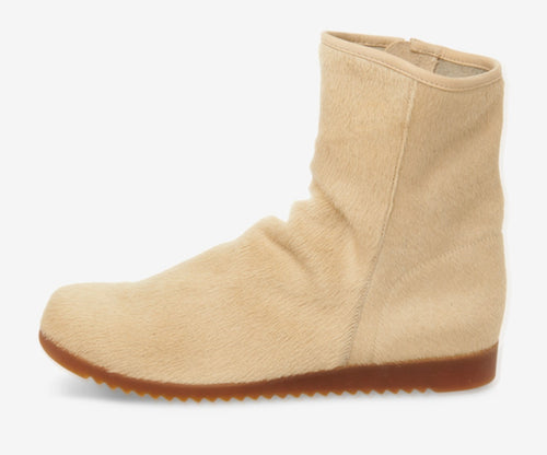 BAOTAN CREAM COWHIDE ANKLE BOOTS