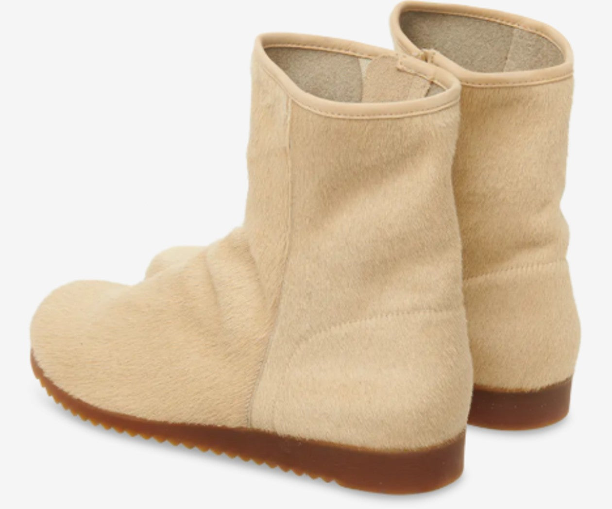 BAOTAN CREAM COWHIDE ANKLE BOOTS