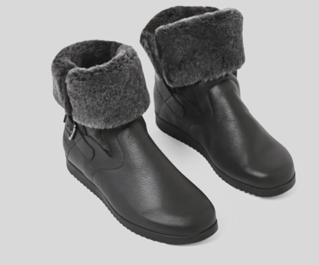 BAOVYA BLACK WOOL LINED ANKLE BOOT