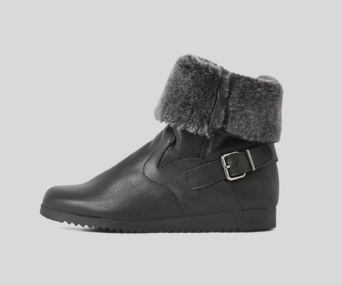 BAOVYA BLACK WOOL LINED ANKLE BOOT