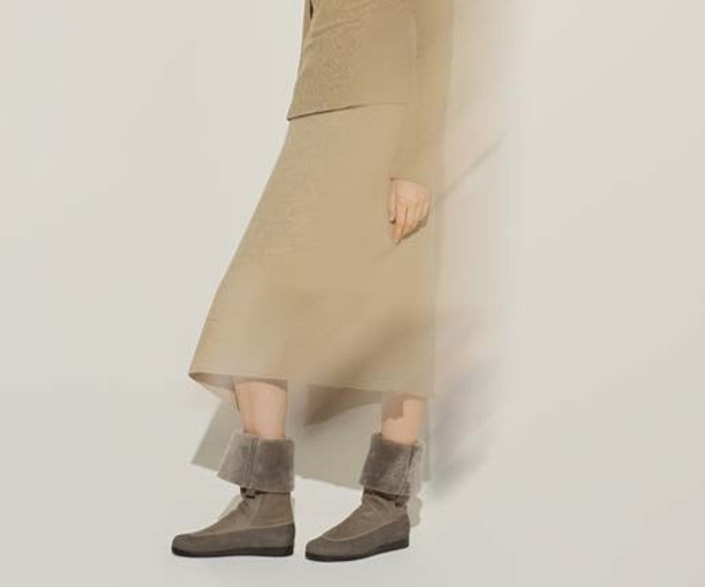 BAOZZE GREY MID CALF BOOT