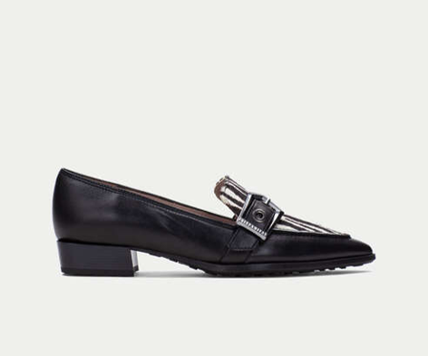 TURIN BHI254262 BLACK & ZEBRA PRINT FLAT LOAFER