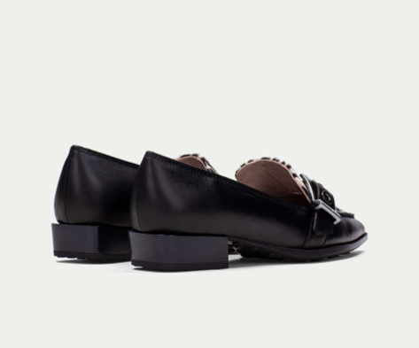 TURIN BHI254262 BLACK & ZEBRA PRINT FLAT LOAFER