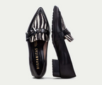 TURIN BHI254262 BLACK & ZEBRA PRINT FLAT LOAFER