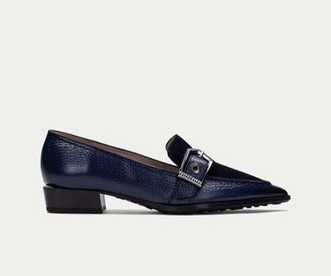 TURIN BHI254262 NAVY LEATHER & VELOUR FLAT LOAFER