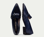 TURIN BHI254262 NAVY LEATHER & VELOUR FLAT LOAFER