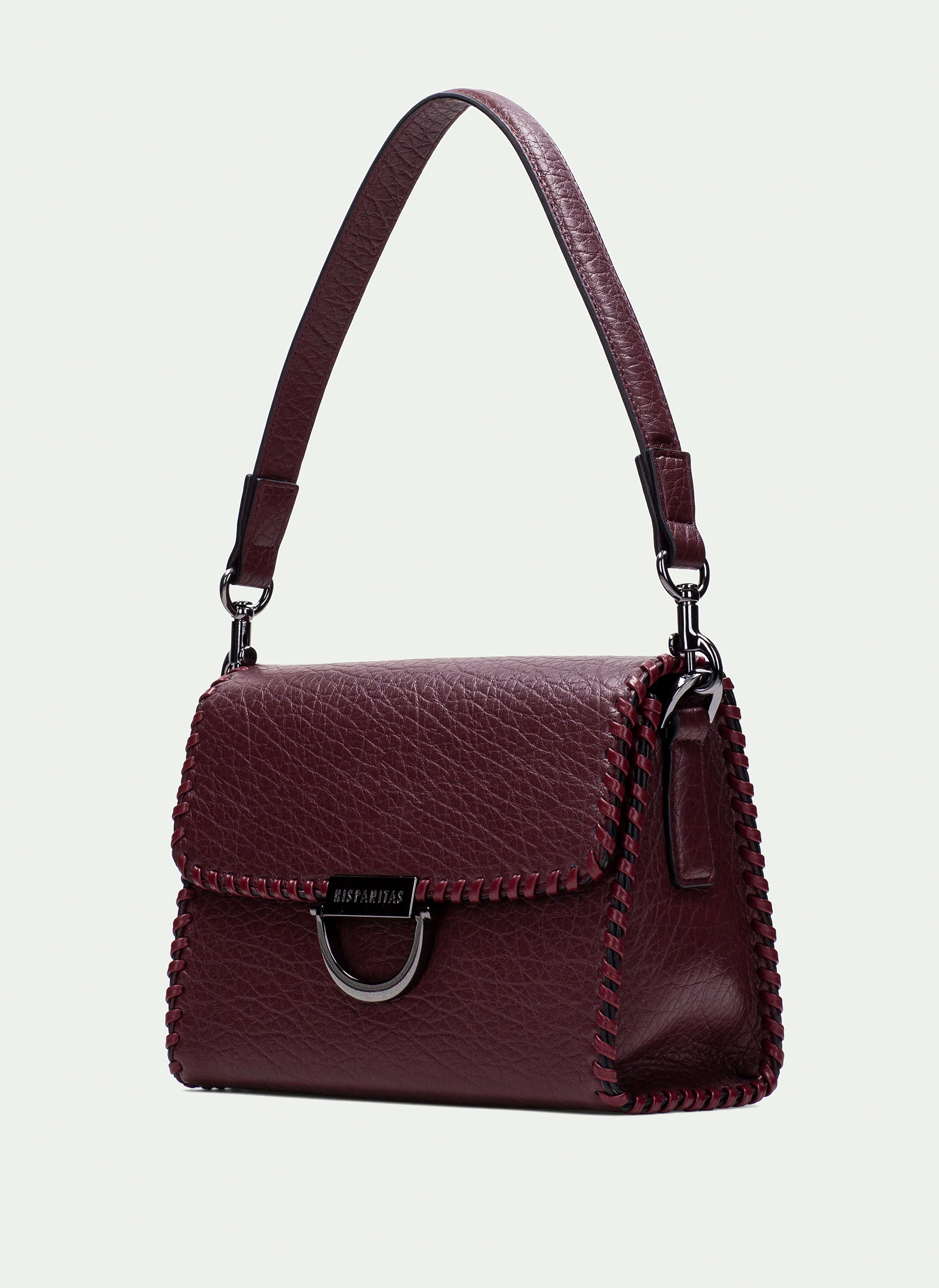 BOLSOS BV254148 GRAINED WINE SHOULDER BAG