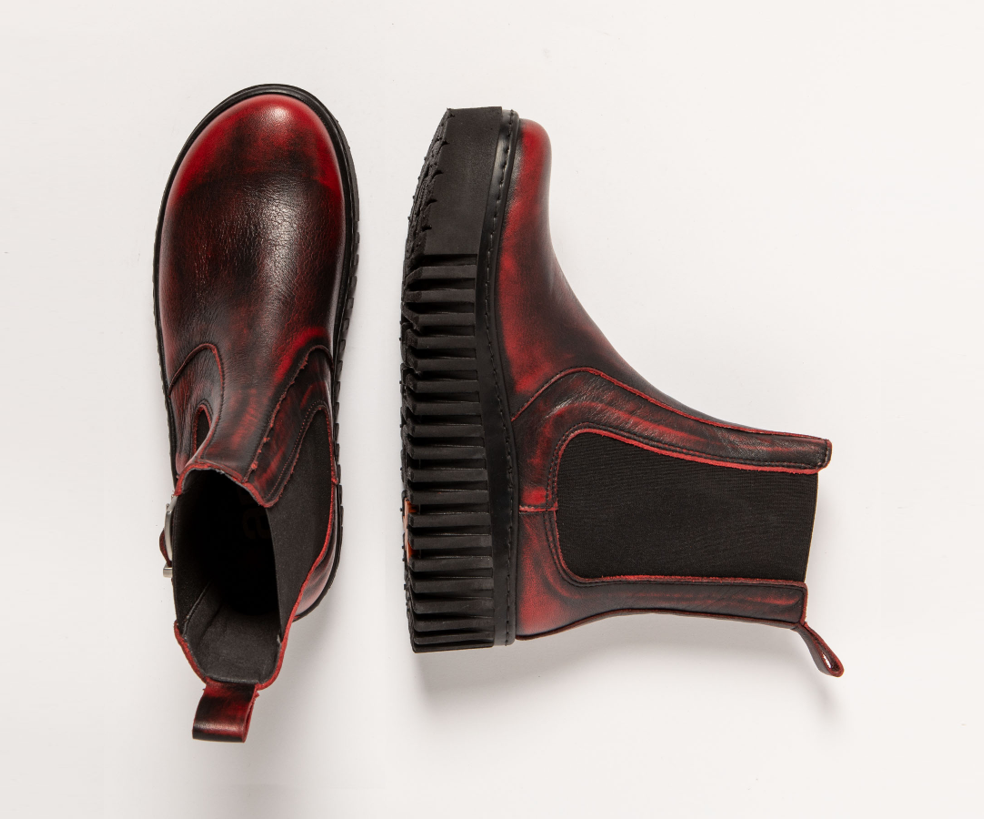 BRIGHTON 1516 RED VINTAGE LEATHER PULL ON BOOTS