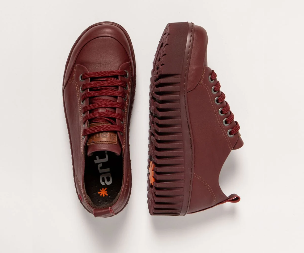 BRIGHTON 1535 BURGUNDY LEATHER SNEAKERS