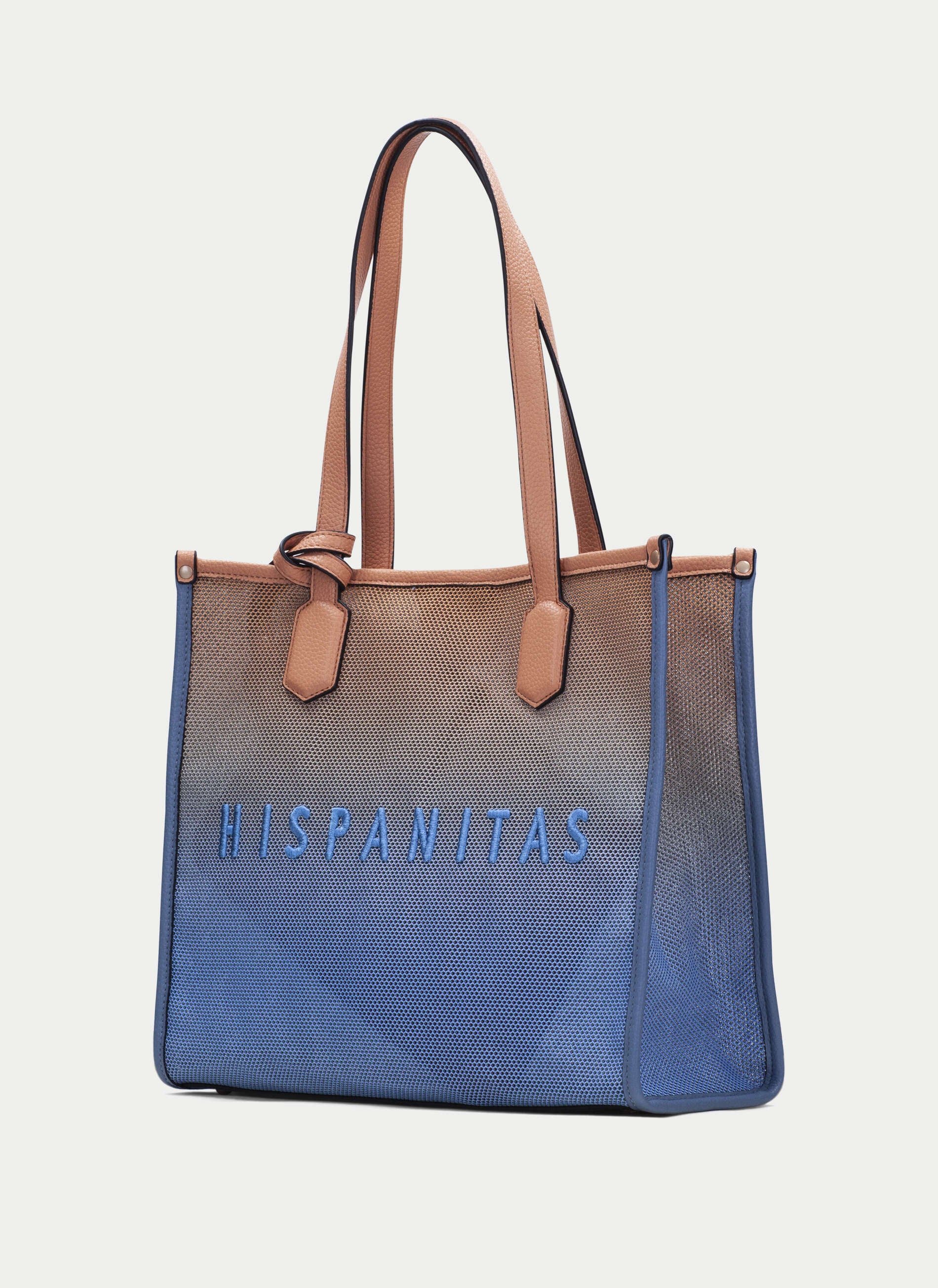 BOLSOS BV243239 PEACH & BLUE MESH SHOPPER BAG