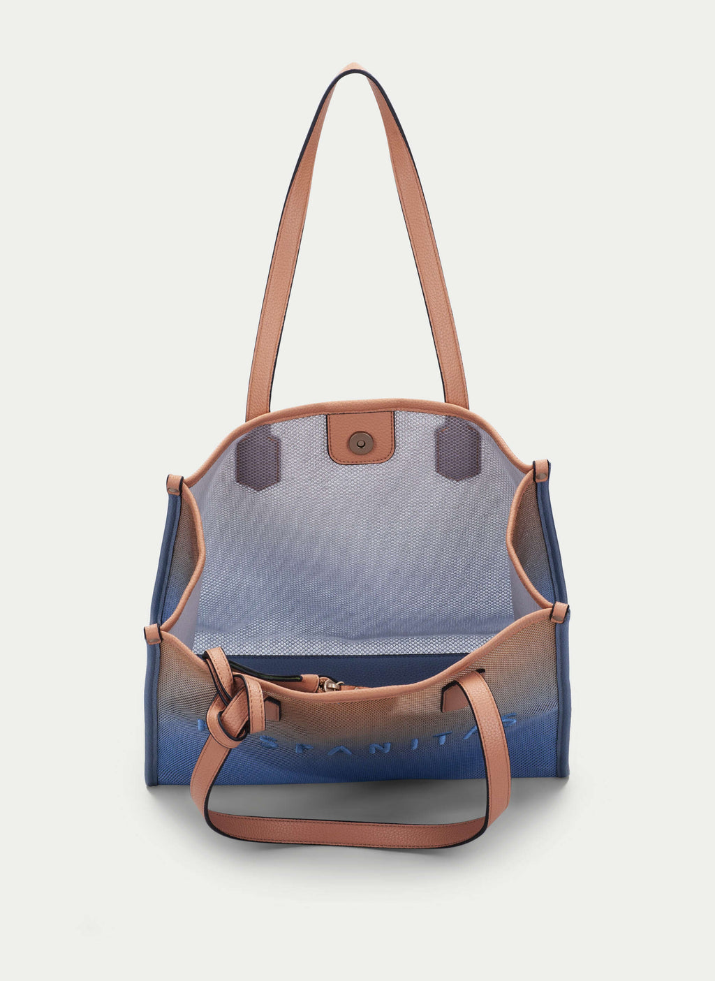 BOLSOS BV243239 PEACH & BLUE MESH SHOPPER BAG