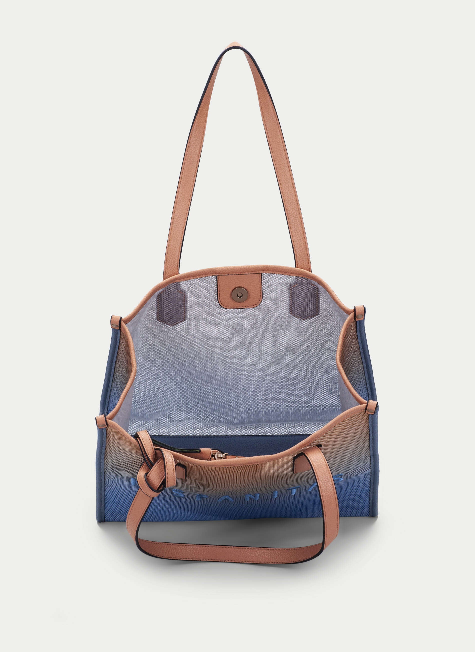 BOLSOS BV243239 PEACH & BLUE MESH SHOPPER BAG