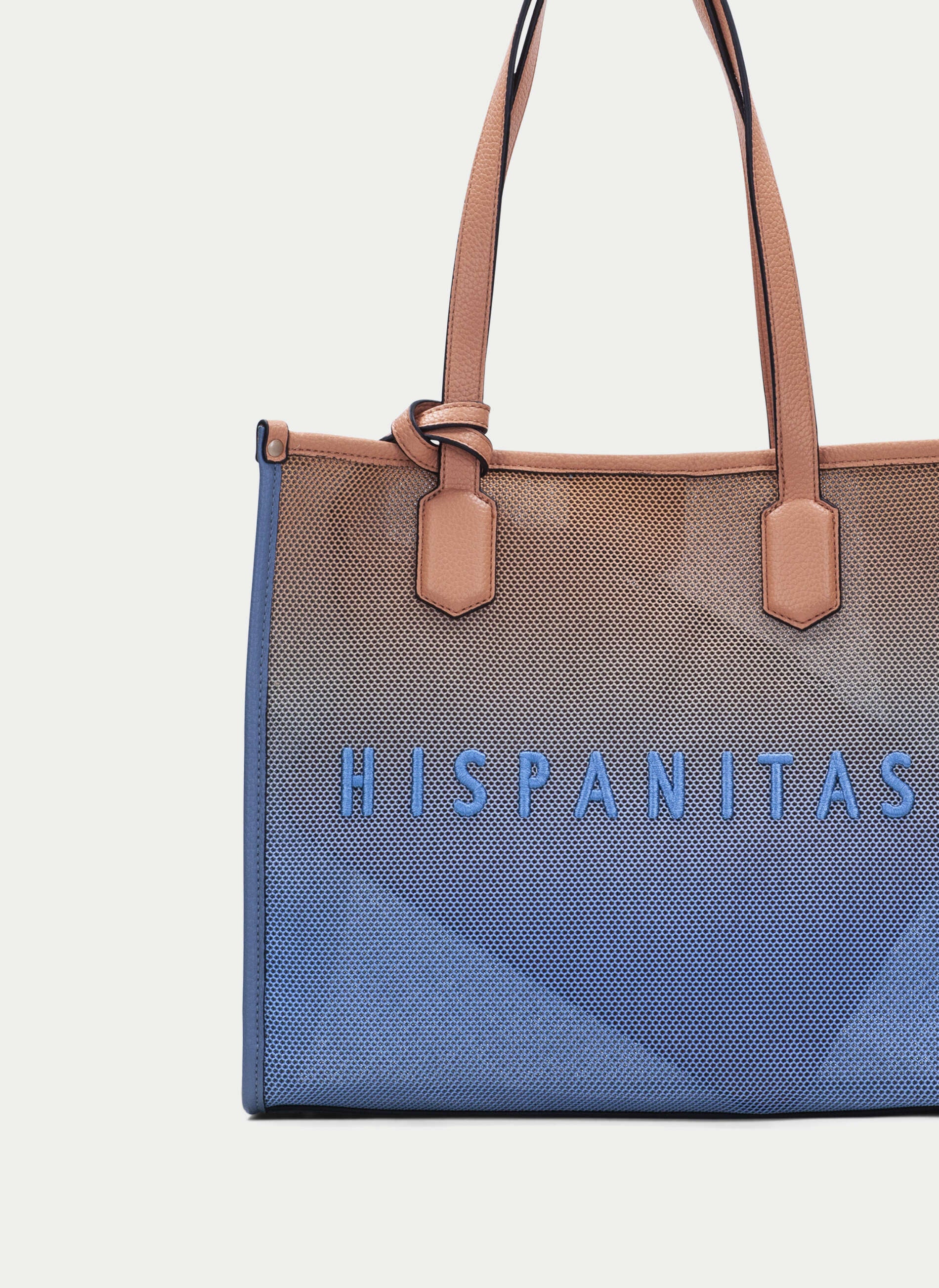 BOLSOS BV243239 PEACH & BLUE MESH SHOPPER BAG