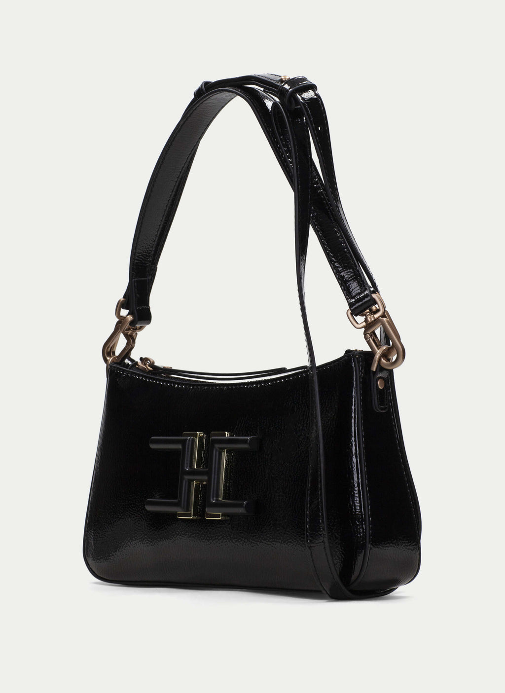 BOLSOS BV243245 PATENT BLACK HOBO BAG