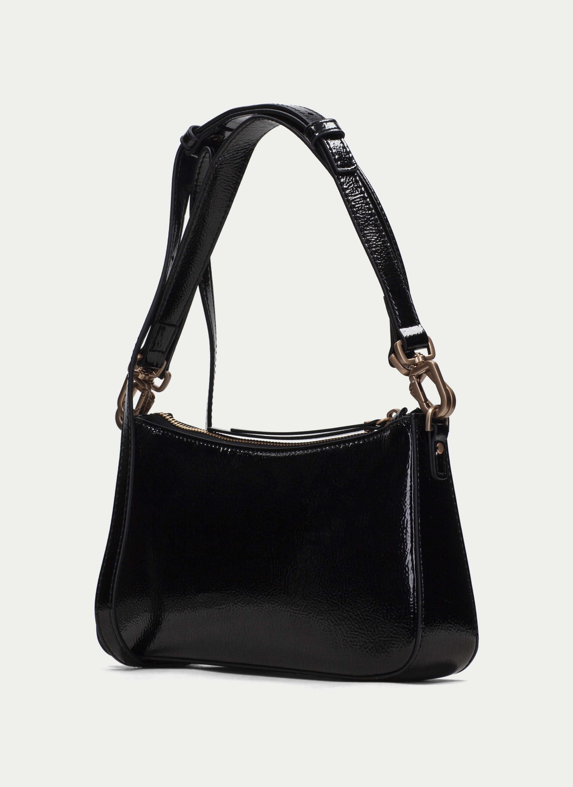 BOLSOS BV243245 PATENT BLACK HOBO BAG