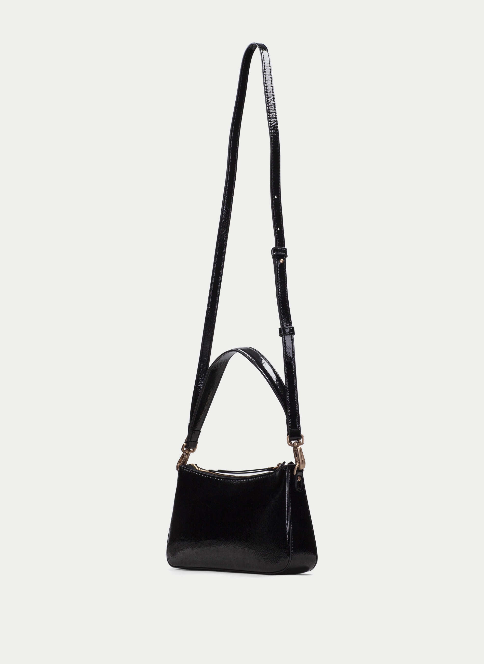 BOLSOS BV243245 PATENT BLACK HOBO BAG