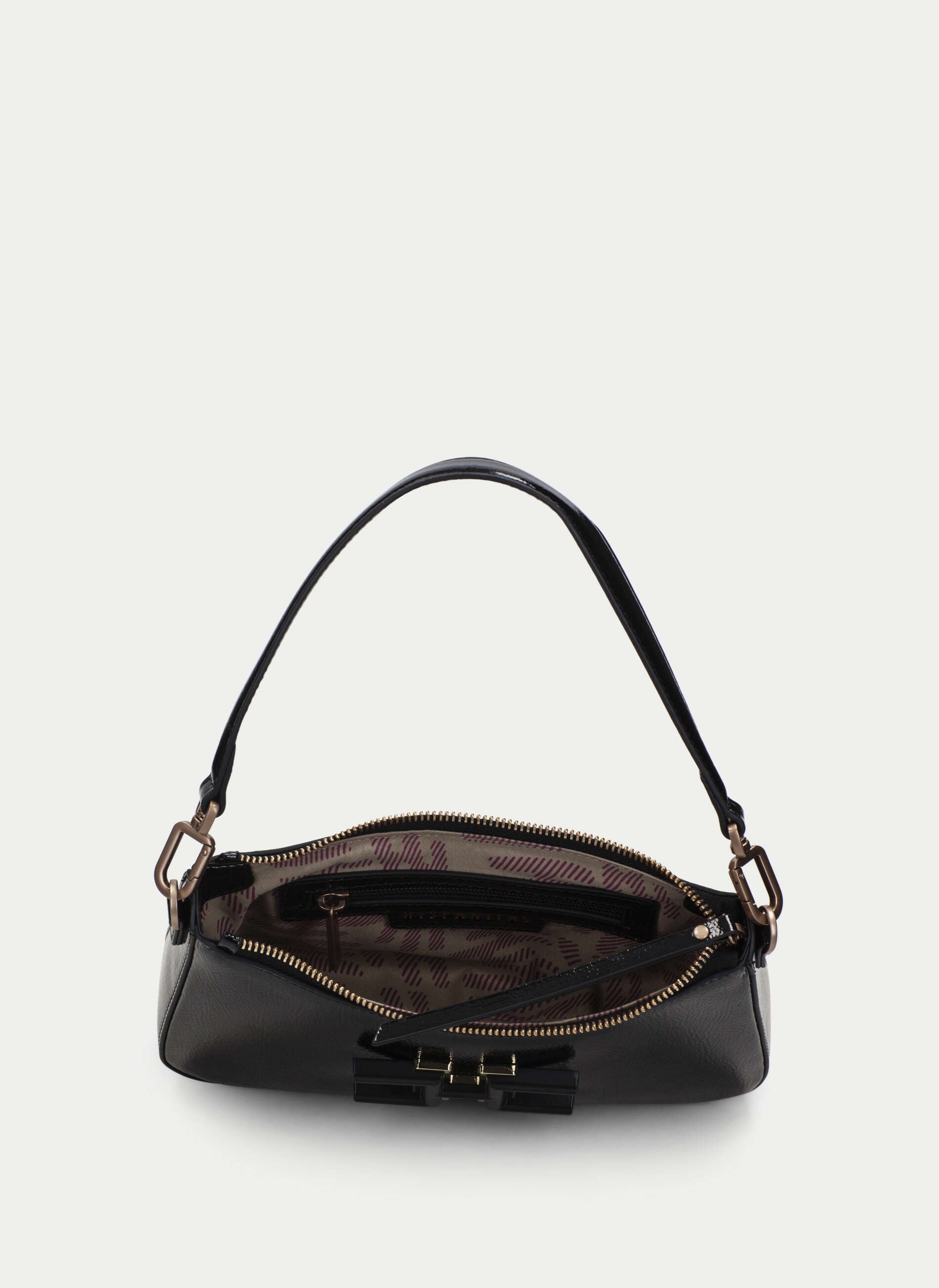 BOLSOS BV243245 PATENT BLACK HOBO BAG