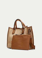 BOLSOS BV253833 TAN RAFIA SHOPPER BAG