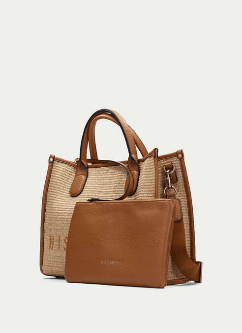 BOLSOS BV253833 TAN RAFIA SHOPPER BAG