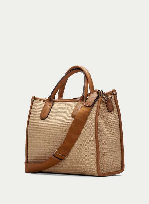 BOLSOS BV253833 TAN RAFIA SHOPPER BAG