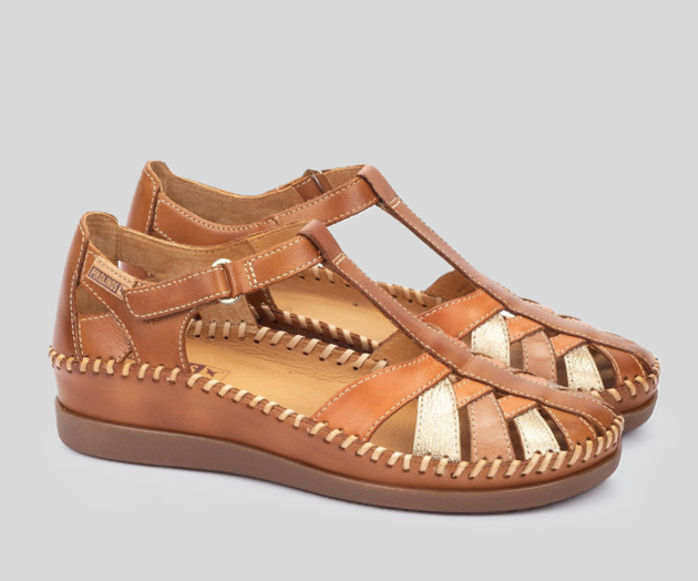 CADAQUES W8K-0705 TAN LEATHER WEDGE SANDAL