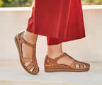 CADAQUES W8K-0705 TAN LEATHER WEDGE SANDAL