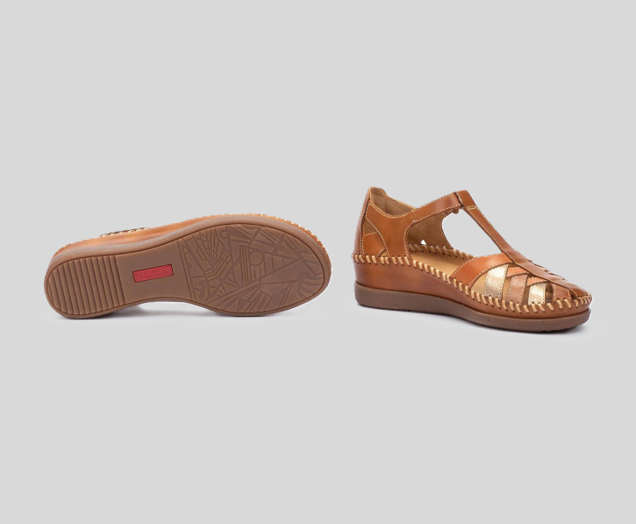 CADAQUES W8K-0705 TAN LEATHER WEDGE SANDAL