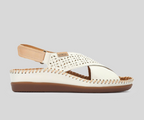 CADAQUES W8K-0848 CREAM CRISS CROSS LEATHER SANDALS