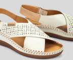 CADAQUES W8K-0848 CREAM CRISS CROSS LEATHER SANDALS