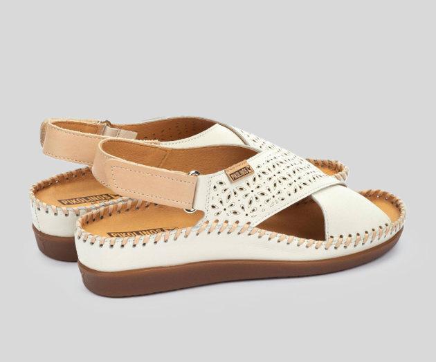 CADAQUES W8K-0848 CREAM CRISS CROSS LEATHER SANDALS