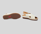 CADAQUES W8K-0848 CREAM CRISS CROSS LEATHER SANDALS